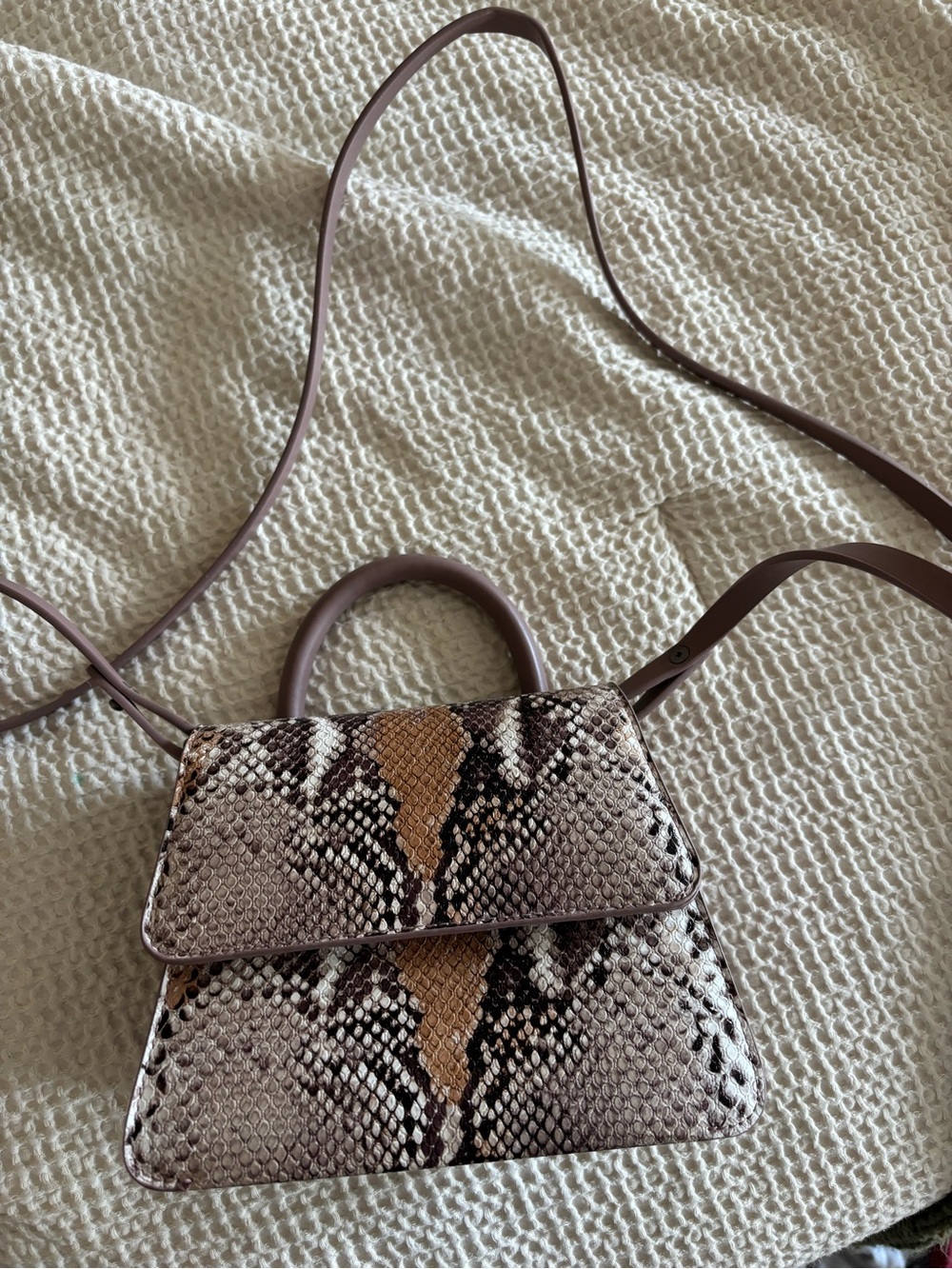 a new day Taupe & Brown Snake-Print Mini Top-Handle Crossbody